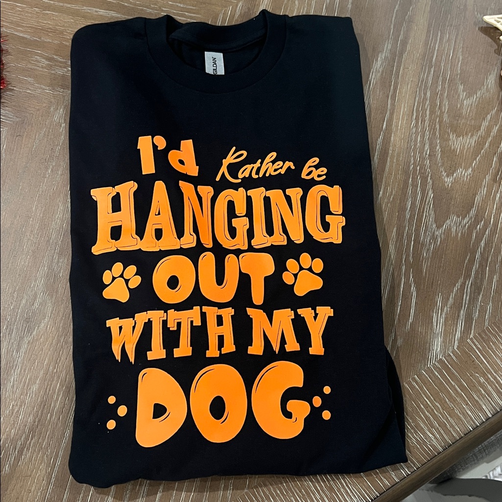 Gildan Black Dog T-Shirt With Orange Print